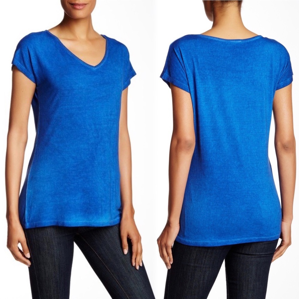 NWT Royal Blue V-Neck Oil Dye Tee